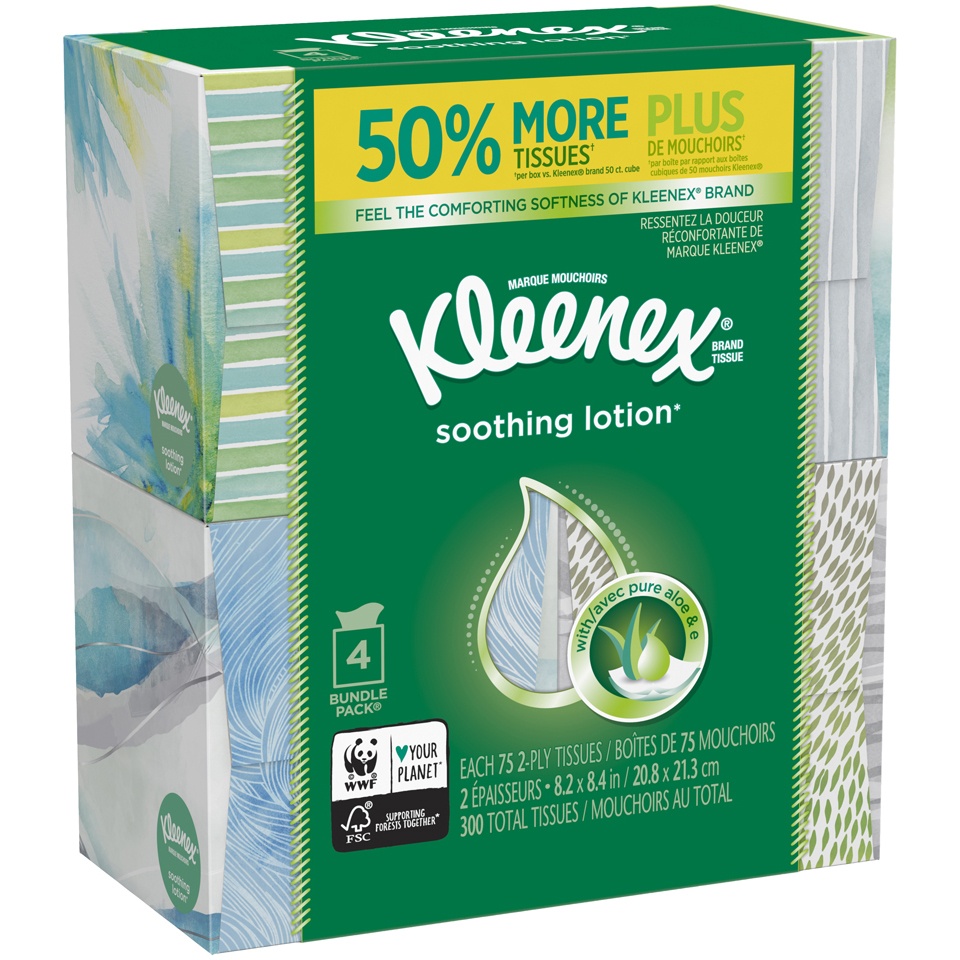 slide 2 of 3, Kleenex Lotion Facial Tissues, 4 ct