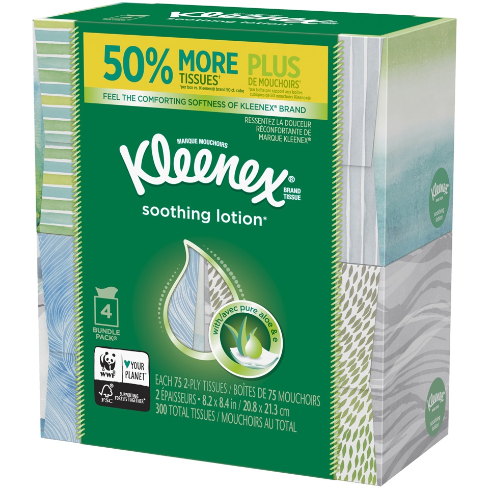 slide 3 of 3, Kleenex Lotion Facial Tissues, 4 ct