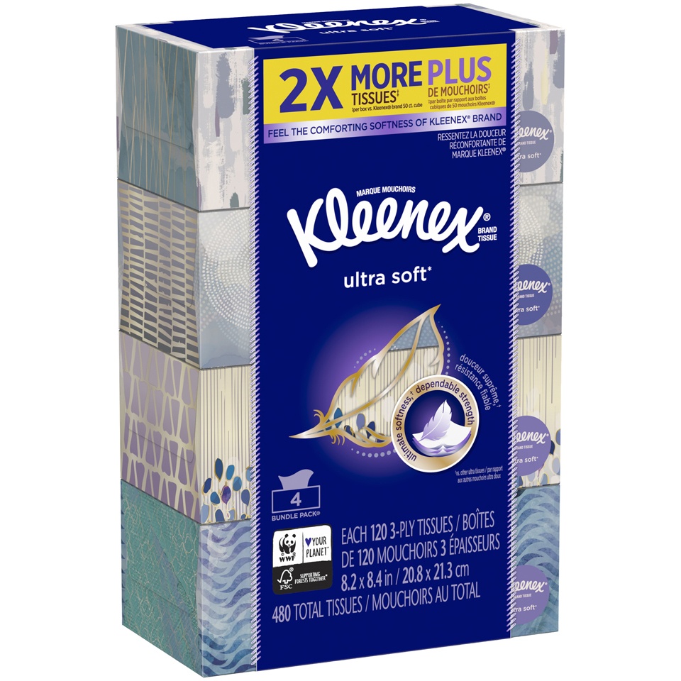 slide 2 of 3, Kleenex Ultra Soft Facial Tissue, 4 ct