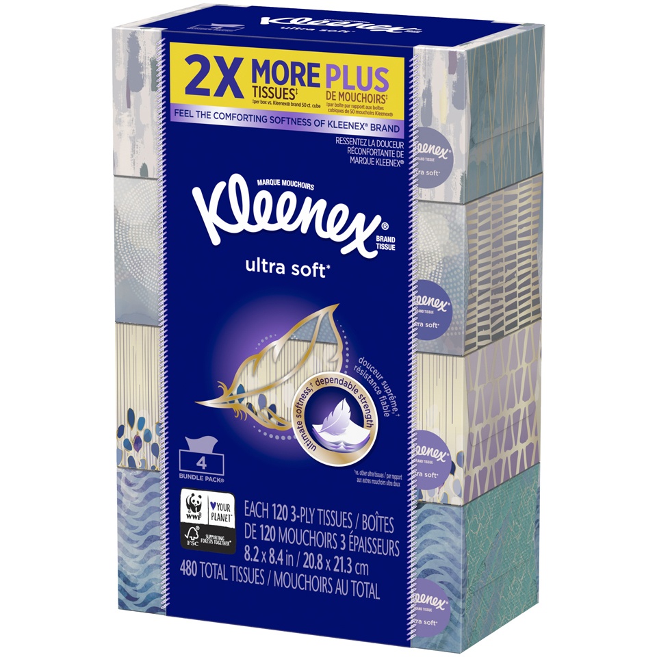 slide 3 of 3, Kleenex Ultra Soft Facial Tissue, 4 ct