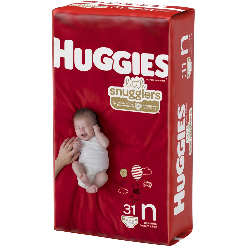 Huggies Little Snugglers Baby Diapers, Size Newborn (up to 10 lbs), 31 Ct