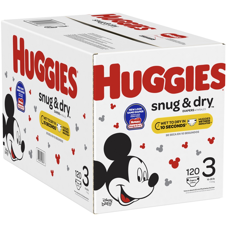 slide 2 of 3, Huggies Snug & Dry Diapers Size 3, 120 ct