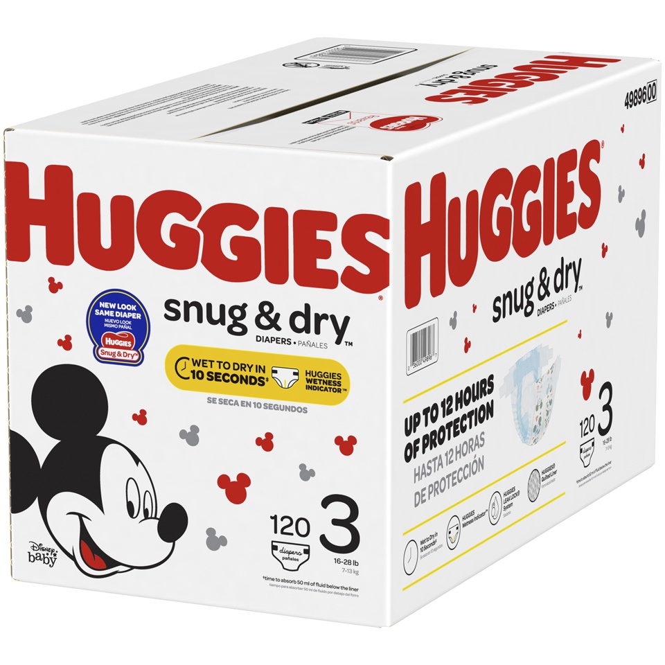 slide 3 of 3, Huggies Snug & Dry Diapers Size 3, 120 ct