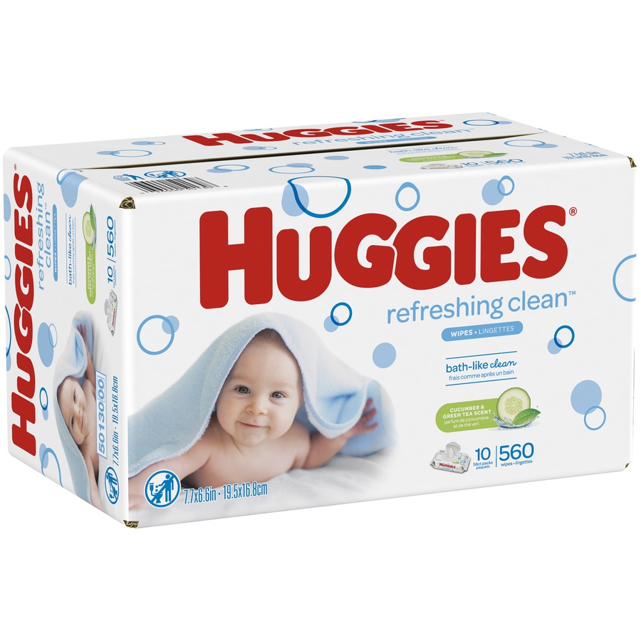 slide 3 of 3, Huggies Nat Cr Refrsh Babywipe Flptp, 560 ct