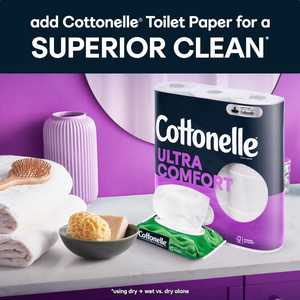 slide 3 of 6, Cottonelle GentlePlus Flushable Wet Wipes with Aloe & Vitamin E, Adult Wet Wipes, 4 Flip-Top Packs, 42 Wipes per Pack (168 Total Flushable Wipes), 4 ct