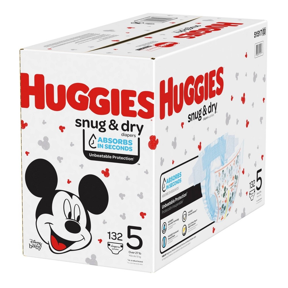 slide 4 of 5, Huggies Snug & Dry Baby Diapers, Size 5, 132 Ct, 132 ct