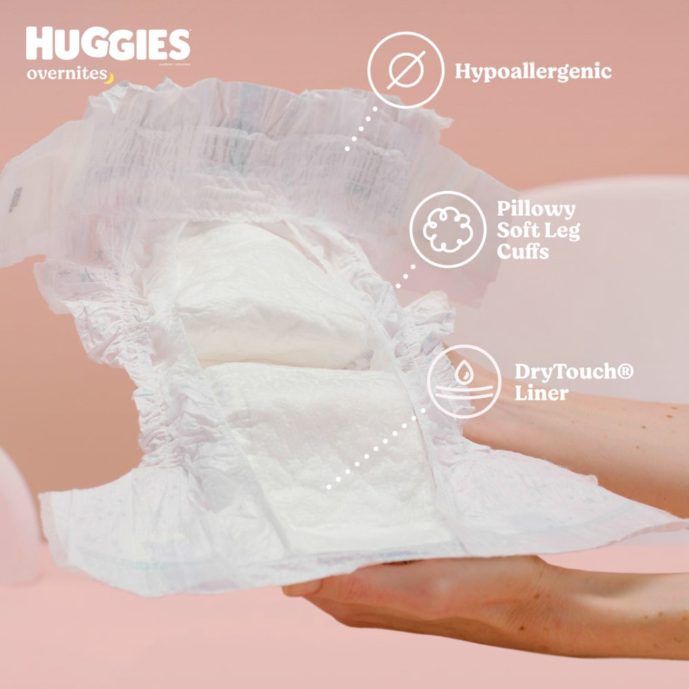 slide 5 of 6, Huggies Overnites Nighttime Baby Diapers Size 6, 72 ct
