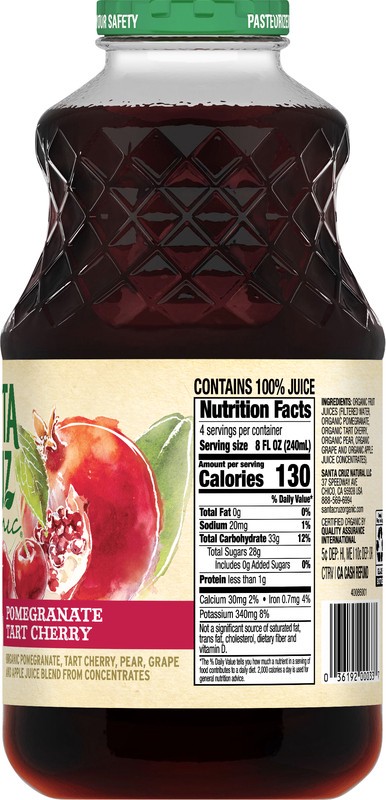 slide 2 of 5, Santa Cruz Organic 100% Juice, Pomegranate Tart Cherry - 32 oz, 32 oz