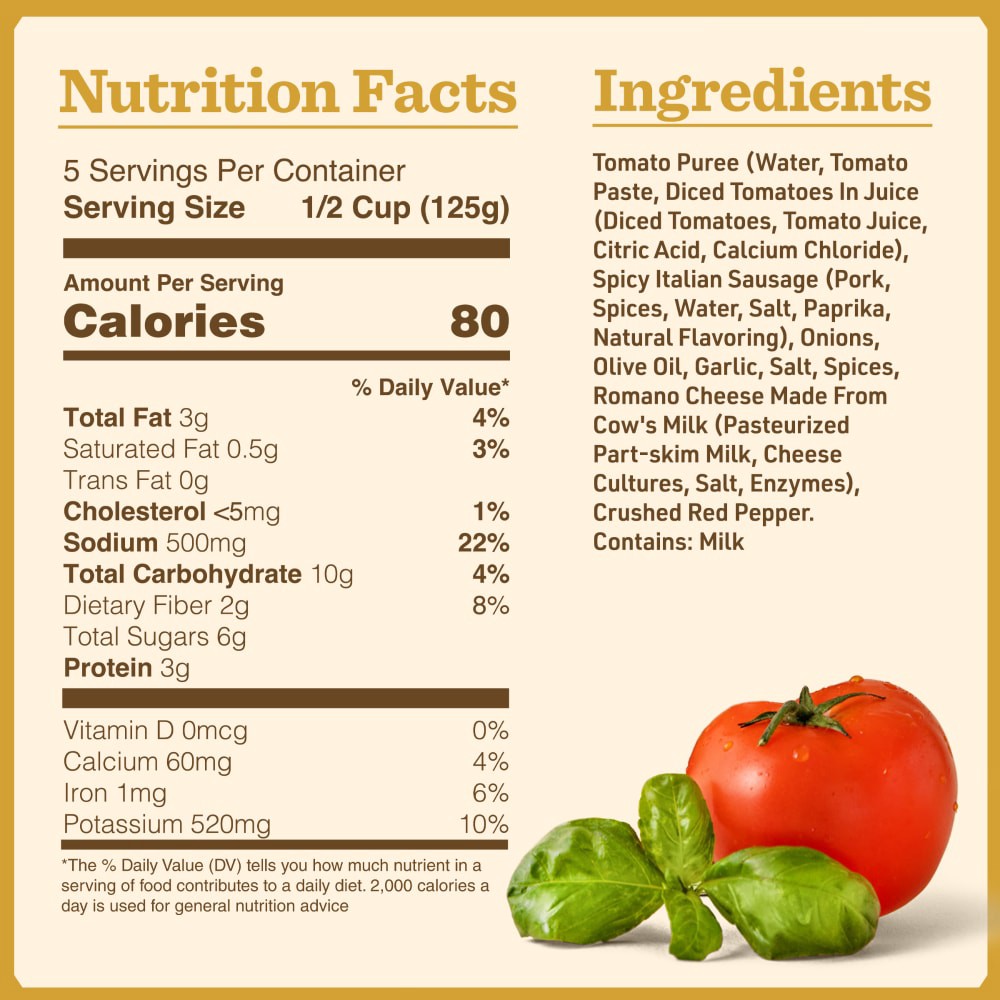 slide 6 of 6, Bertolli Spicy Italian Sausage Sauce with Romano Cheese 24 oz, 24 oz