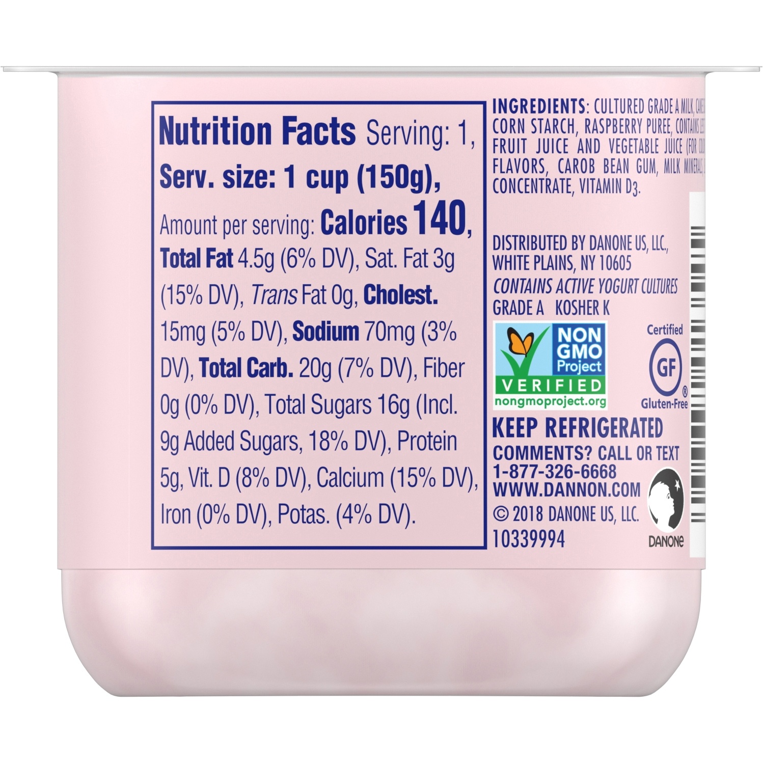 slide 4 of 5, Dannon Whole Milk Yogurt, Raspberry, 5.3 oz