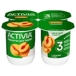 Activia Peach Probiotic Yogurt, Lowfat Yogurt Cups, 4 OZ, 4 CT