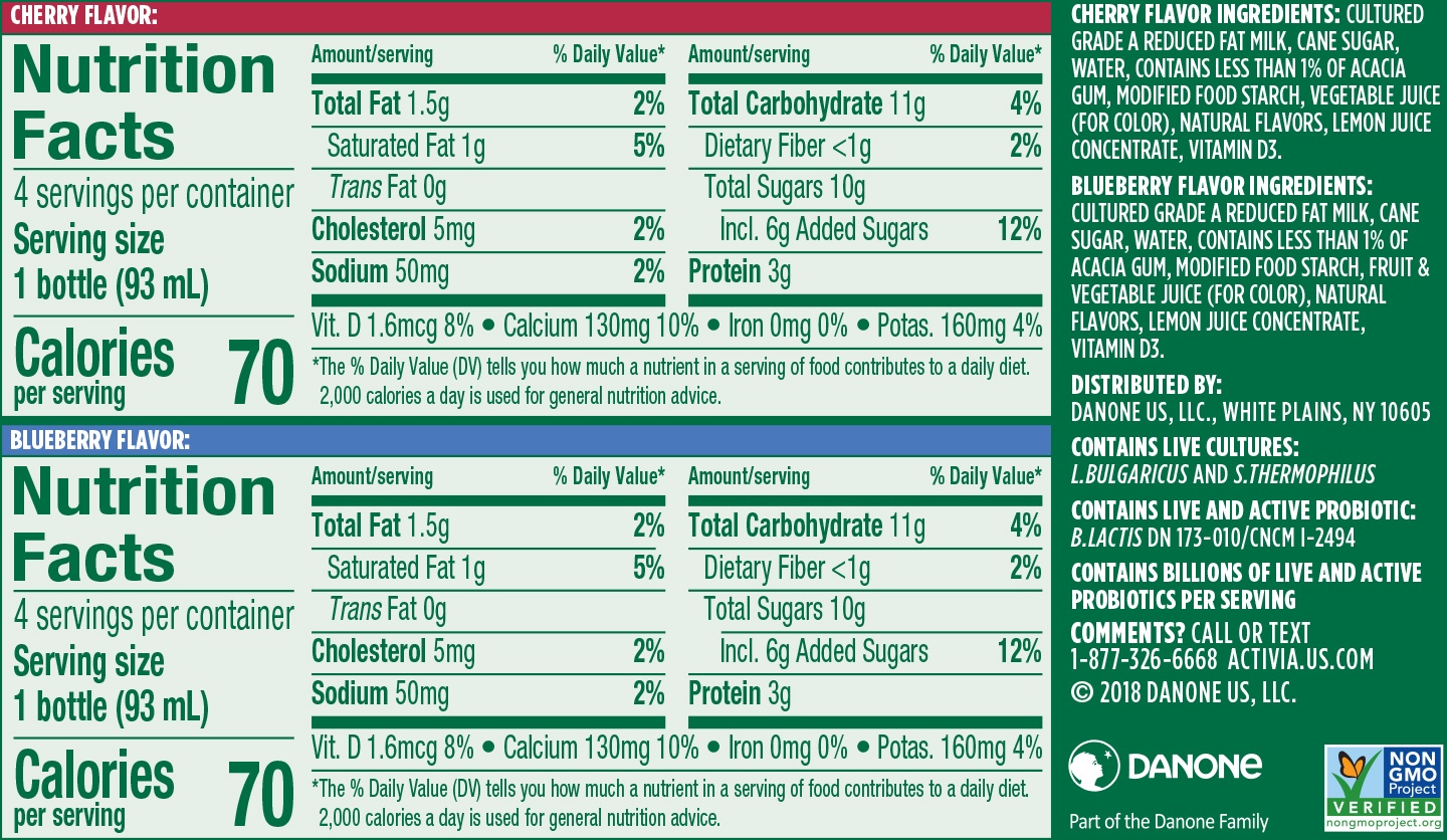 slide 6 of 8, Activia Probiotic Dailies Blueberry and Cherry Lowfat Yogurt Drinks, Delicious Daily Probiotic Yogurt Drinks to Help Support Gut Health, 8 Ct, 3.1 FL OZ, 3.10 fl oz