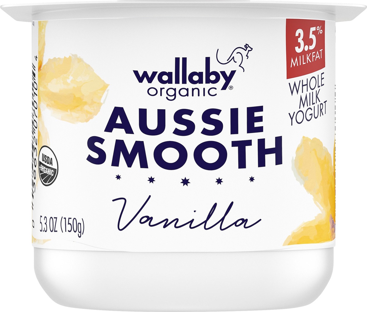 slide 7 of 8, Wallaby Organic Yogurt, Whole Milk, Vanilla, Aussie Smooth, 5.3 oz