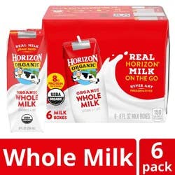 Horizon Organic Shelf-Stable Whole Milk Boxes, 8 oz., 6 Pack
