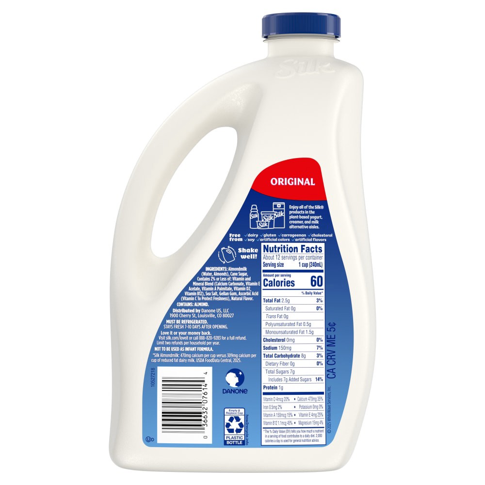 slide 6 of 6, Silk Original Almond Milk, 96 fl oz