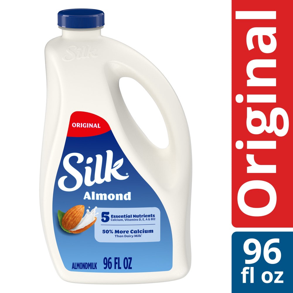 slide 4 of 6, Silk Almond Milk, Original, Dairy Free, Gluten Free, 96 FL OZ Bottle, 96 fl oz