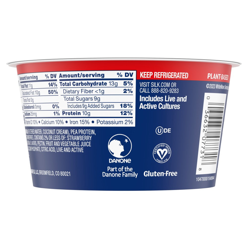 slide 4 of 6, Silk Strawberry Dairy Free, Plant Based, Greek Style Coconut Milk Yogurt Alternative, 5.3 OZ Cup, 5.3 oz