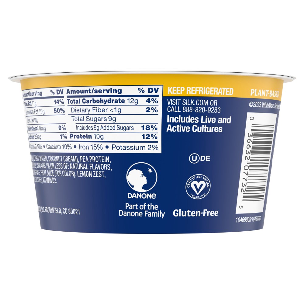 slide 6 of 6, Silk Lemon Dairy Free, Plant Based, Greek Style Coconut Milk Yogurt Alternative, 5.3 OZ Cup, 5.3 oz