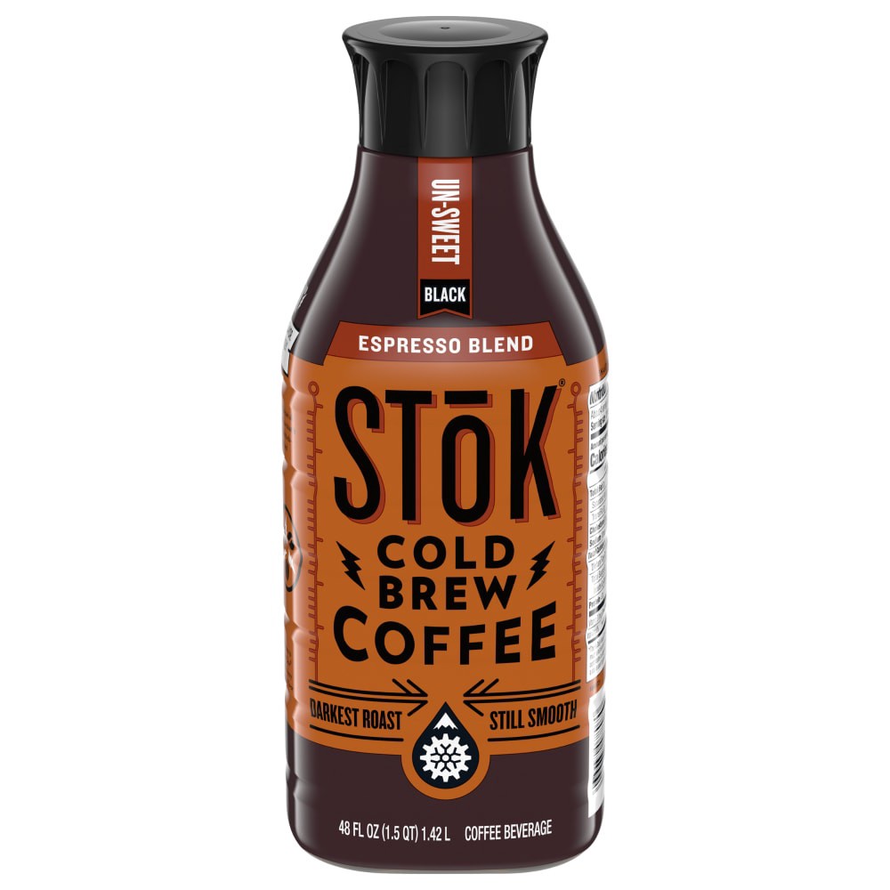 slide 2 of 3, SToK Cold Brew Coffee, Espresso Blend, Black, Unsweetened, Dark Roast, 48 FL OZ Bottle, 48 fl oz
