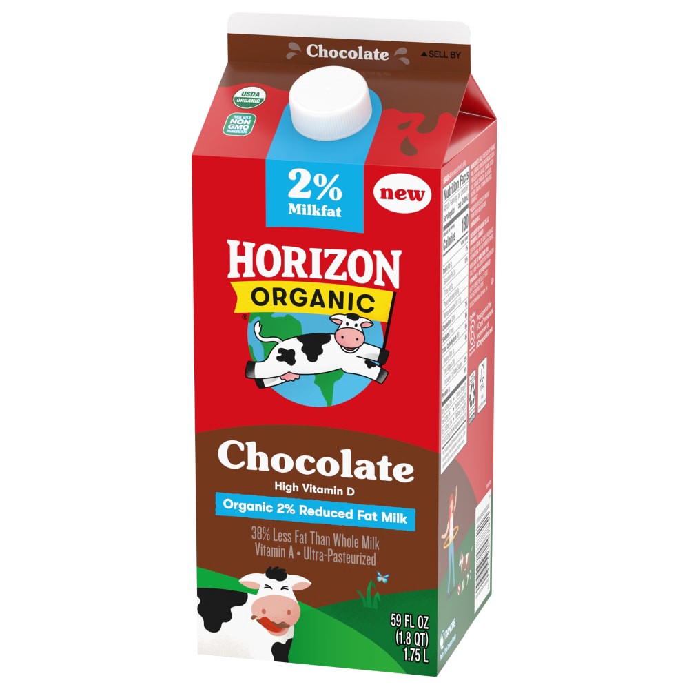 slide 5 of 5, Horizon Organic Milk, 2% Reduced Fat Organic Chocolate Milk, 59 FL OZ Half Gallon Carton, 1 ct
