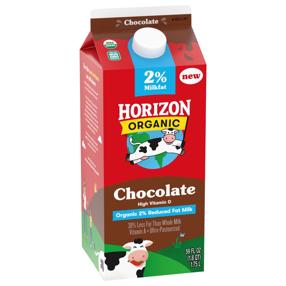 slide 3 of 5, Horizon Organic Milk, 2% Reduced Fat Organic Chocolate Milk, 59 FL OZ Half Gallon Carton, 1 ct
