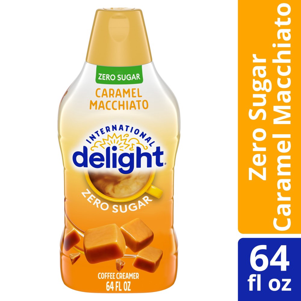 slide 4 of 6, International Delight Coffee Creamer, Zero Sugar Caramel Macchiato, 64 FL OZ Bottle, 64 fl oz