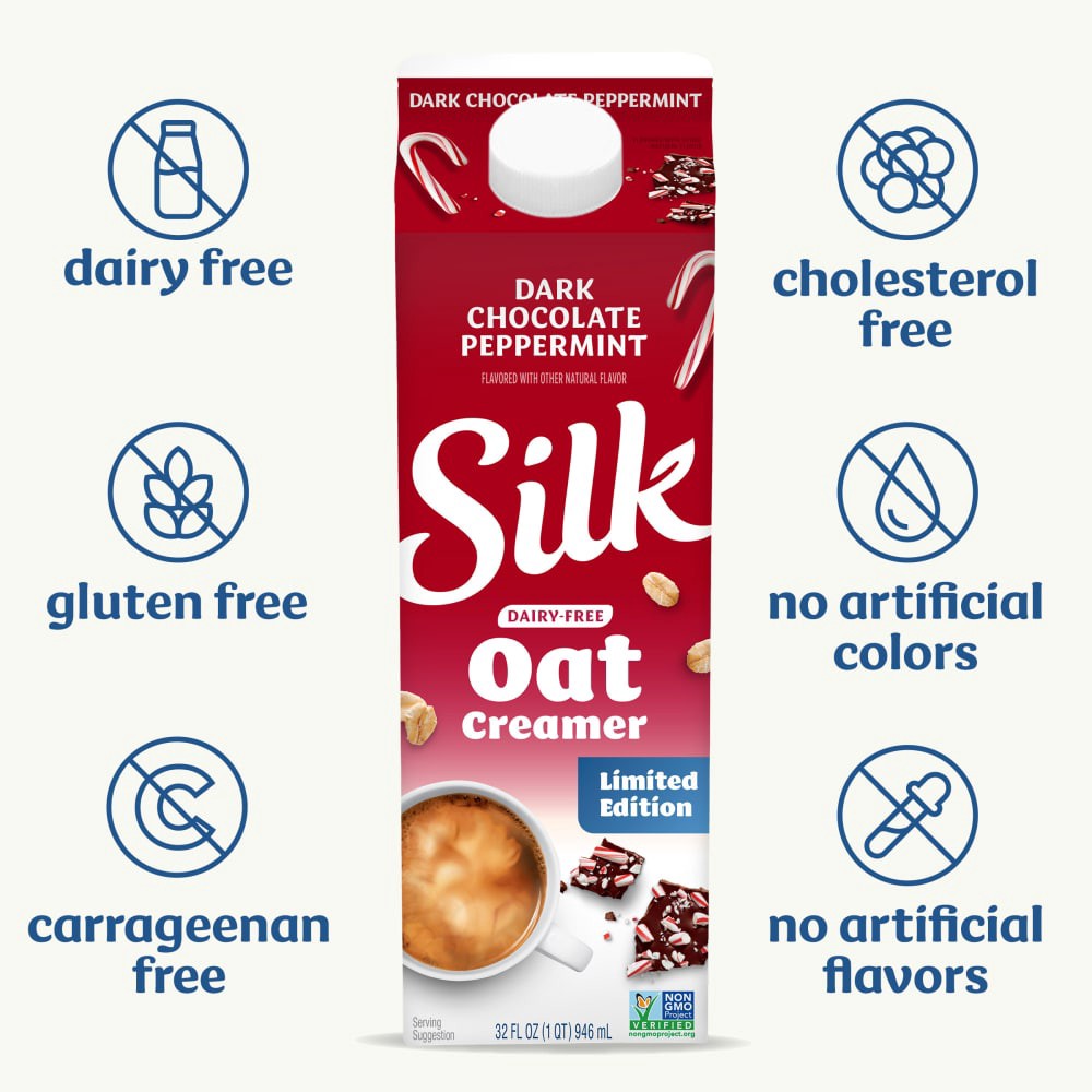 slide 5 of 5, Silk Oat Limited Edition Dark Chocolate Peppermint Creamer, 32 oz