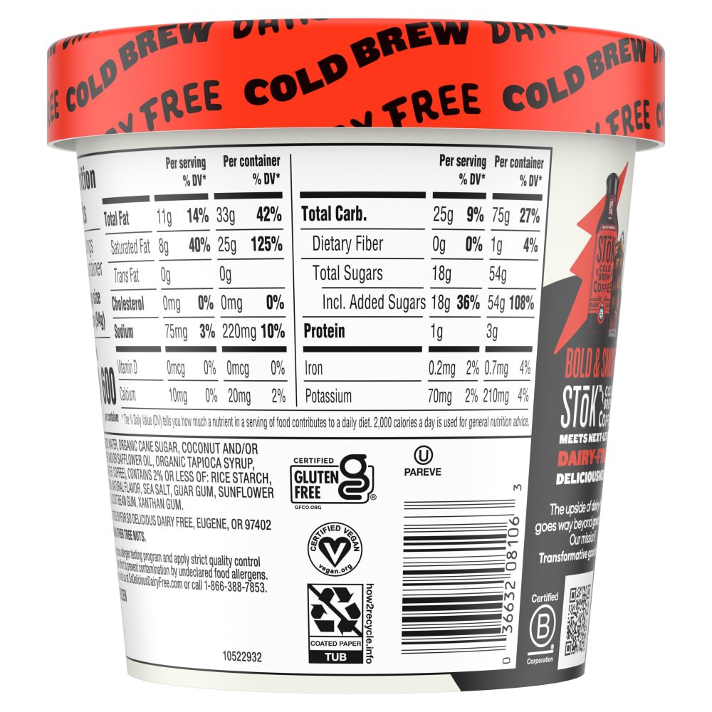 slide 5 of 6, So Delicious Dairy Free SToK Cold Brew Coffee Plant Based Blend Frozen Dessert Container, 16 fl oz