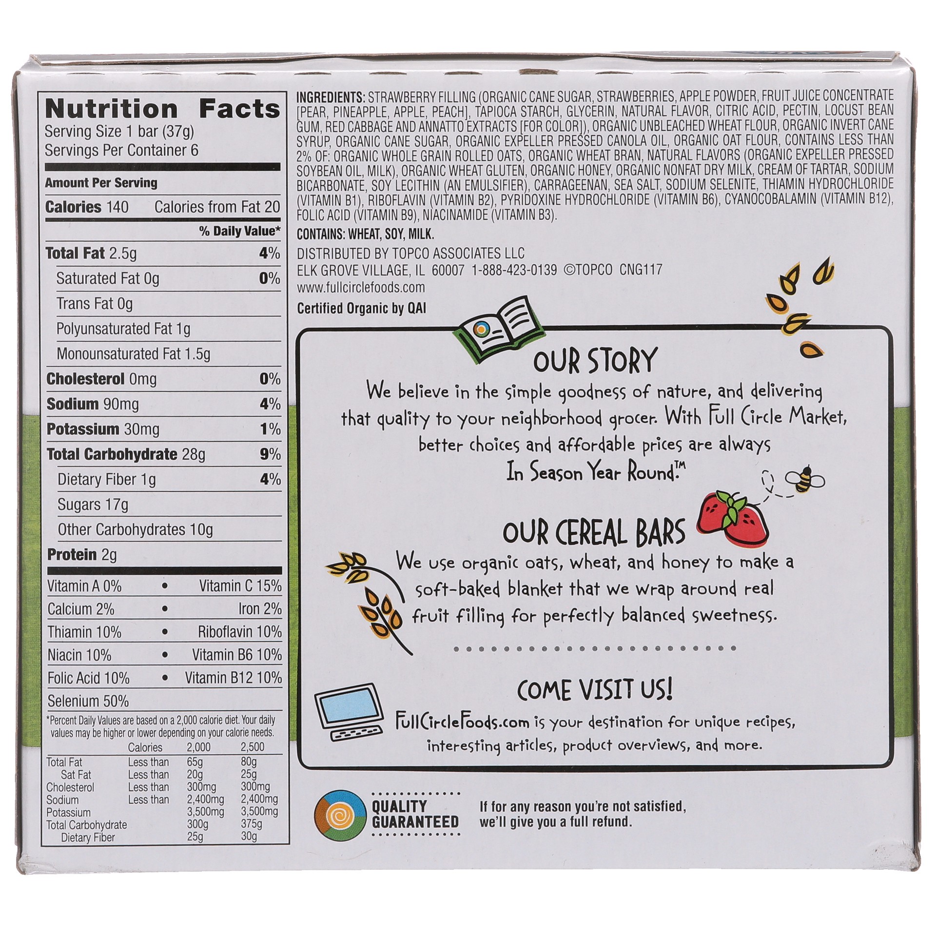 slide 6 of 6, Full Circle Market Strawberry Cobbler Cereal Bars 6 - 1.3 oz Bars, 6 ct