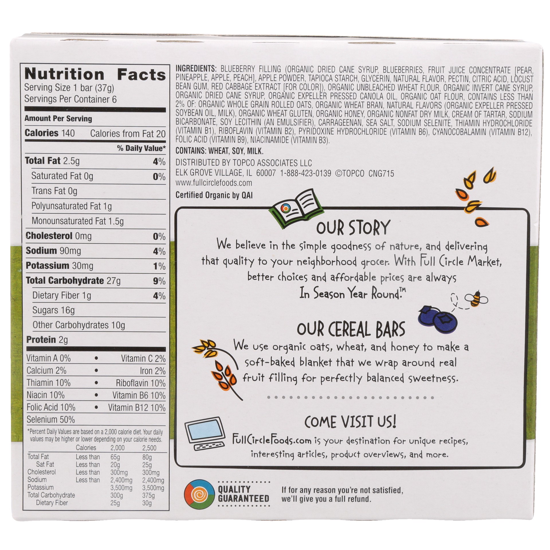 slide 3 of 6, Full Circle Market Blueberry Cobbler Cereal Bars 6 - 1.3 oz Bars, 6 ct
