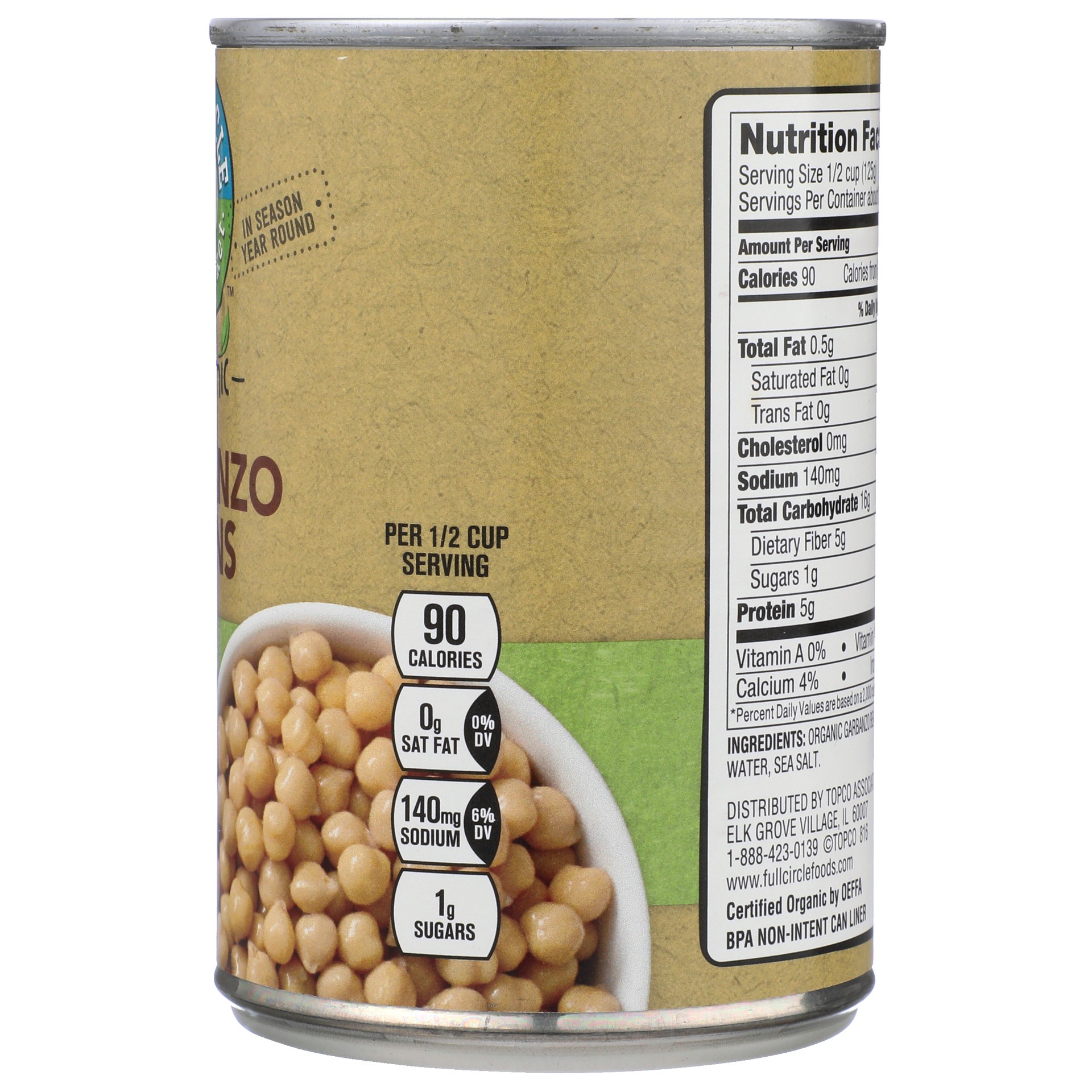 slide 6 of 6, Full Circle Market Organic Low Sodium Chickpeas Garbanzo Beans 15 oz, 15.5 oz