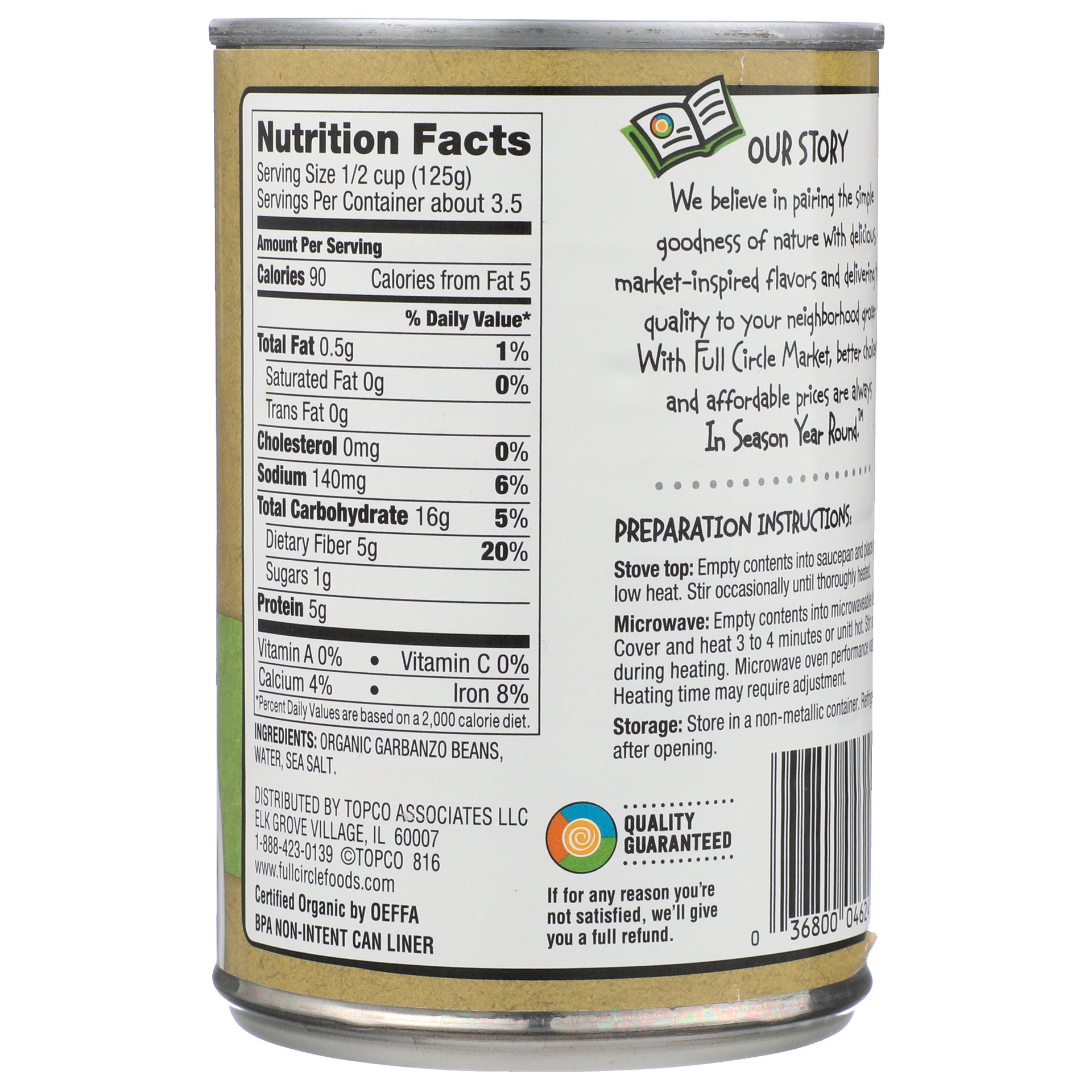 slide 5 of 6, Full Circle Market Organic Low Sodium Chickpeas Garbanzo Beans 15 oz, 15.5 oz