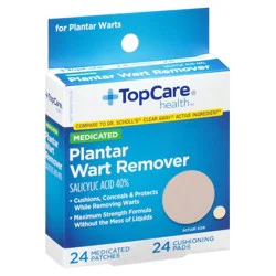 Topcare HEALTH Plantar Wart Remover Salicylic Acid 40% Medicated Patches/Cushioning Pads