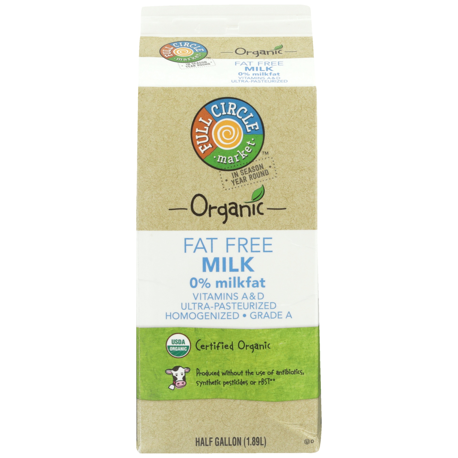 slide 2 of 2, Full Circle Market Organic Fat Free Milk, 64 fl oz