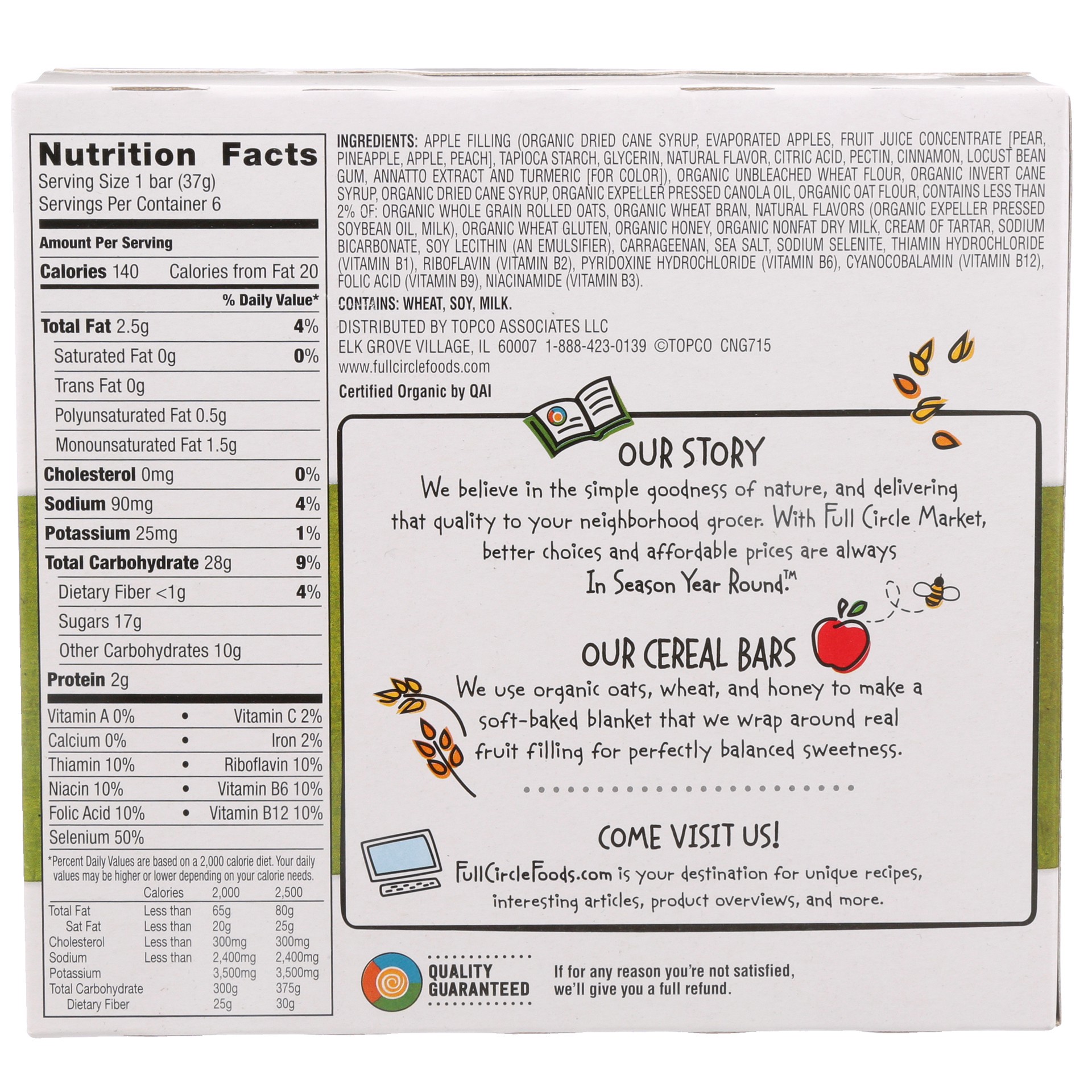 slide 6 of 6, Full Circle Market Apple Cobbler Cereal Bars 6 - 1.3 oz Bars, 6 ct