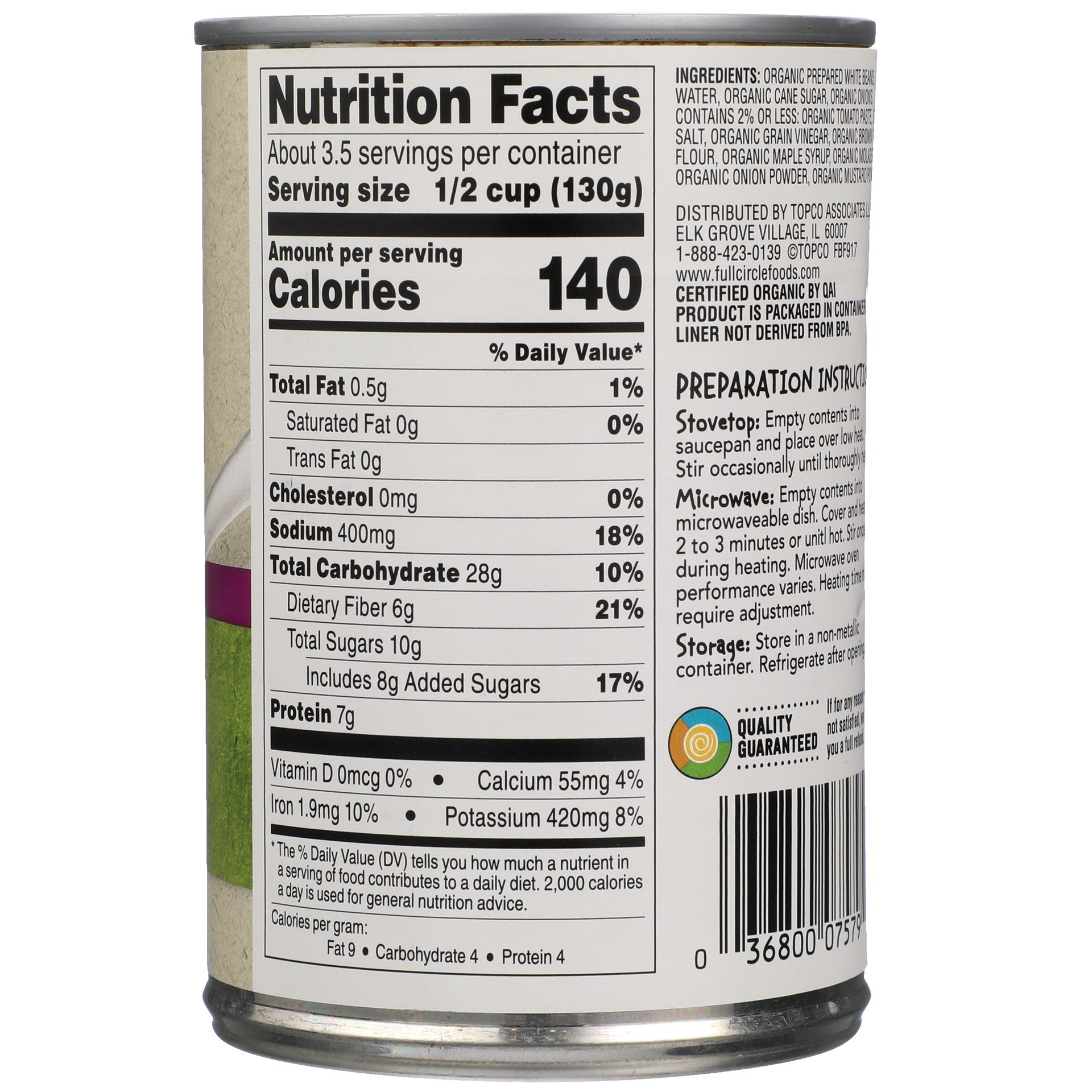 slide 6 of 6, Full Circle Market Organic Vegetarian Maple & Onion Baked Beans, 15 oz