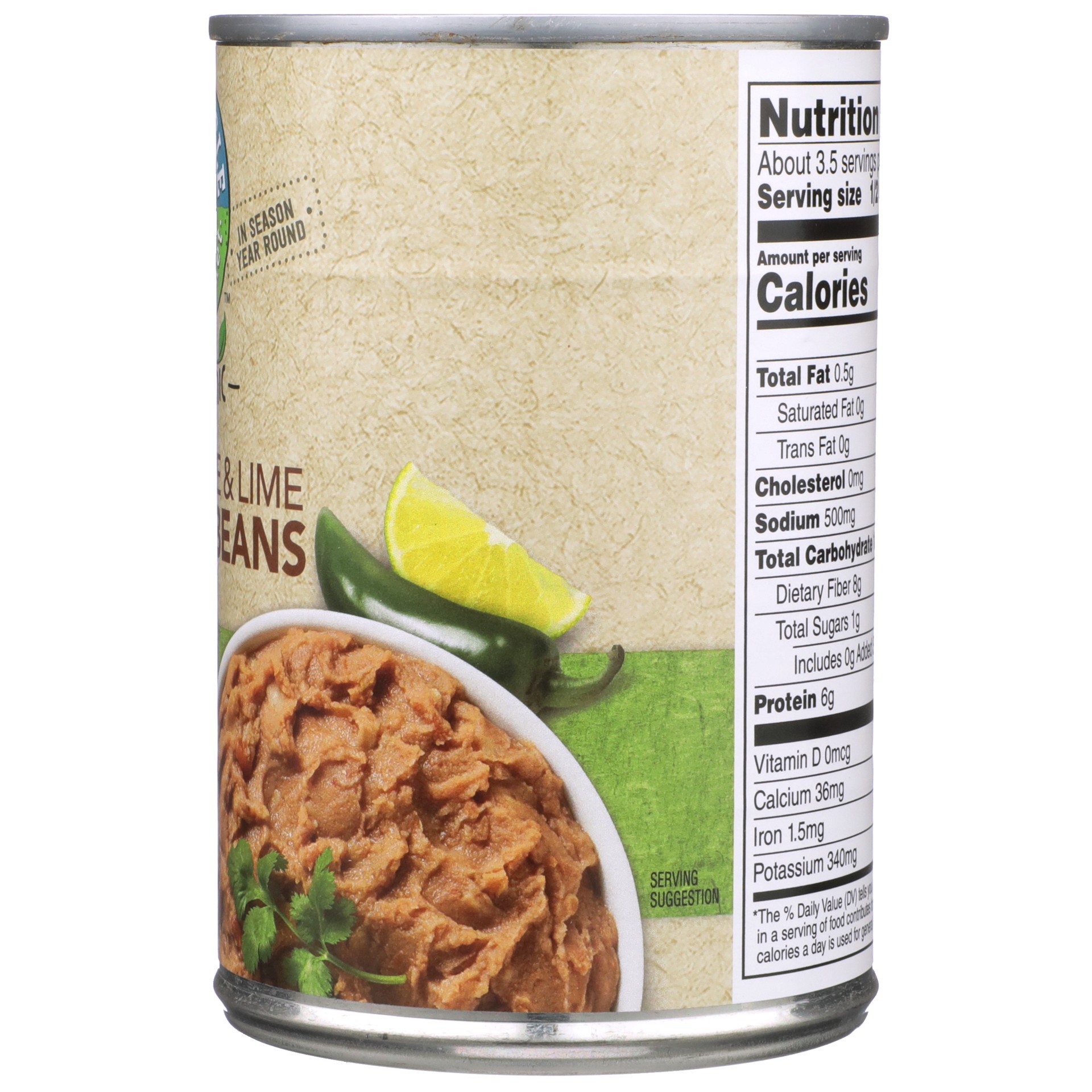 slide 6 of 6, Full Circle Market Organic Vegetarian Green Chile & Lime Refried Beans, 16 oz