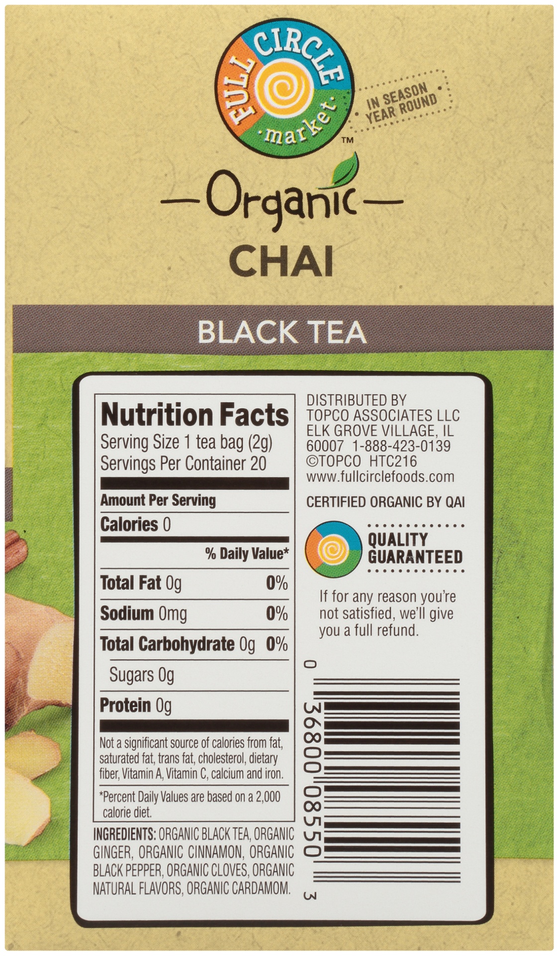 slide 3 of 6, Full Circle Market Chai Black Tea - 1.6 oz, 20 ct