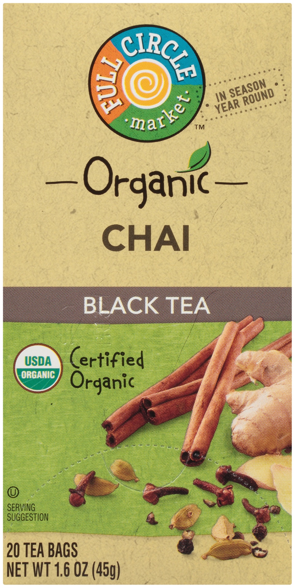 slide 5 of 6, Full Circle Market Chai Black Tea - 1.6 oz, 20 ct