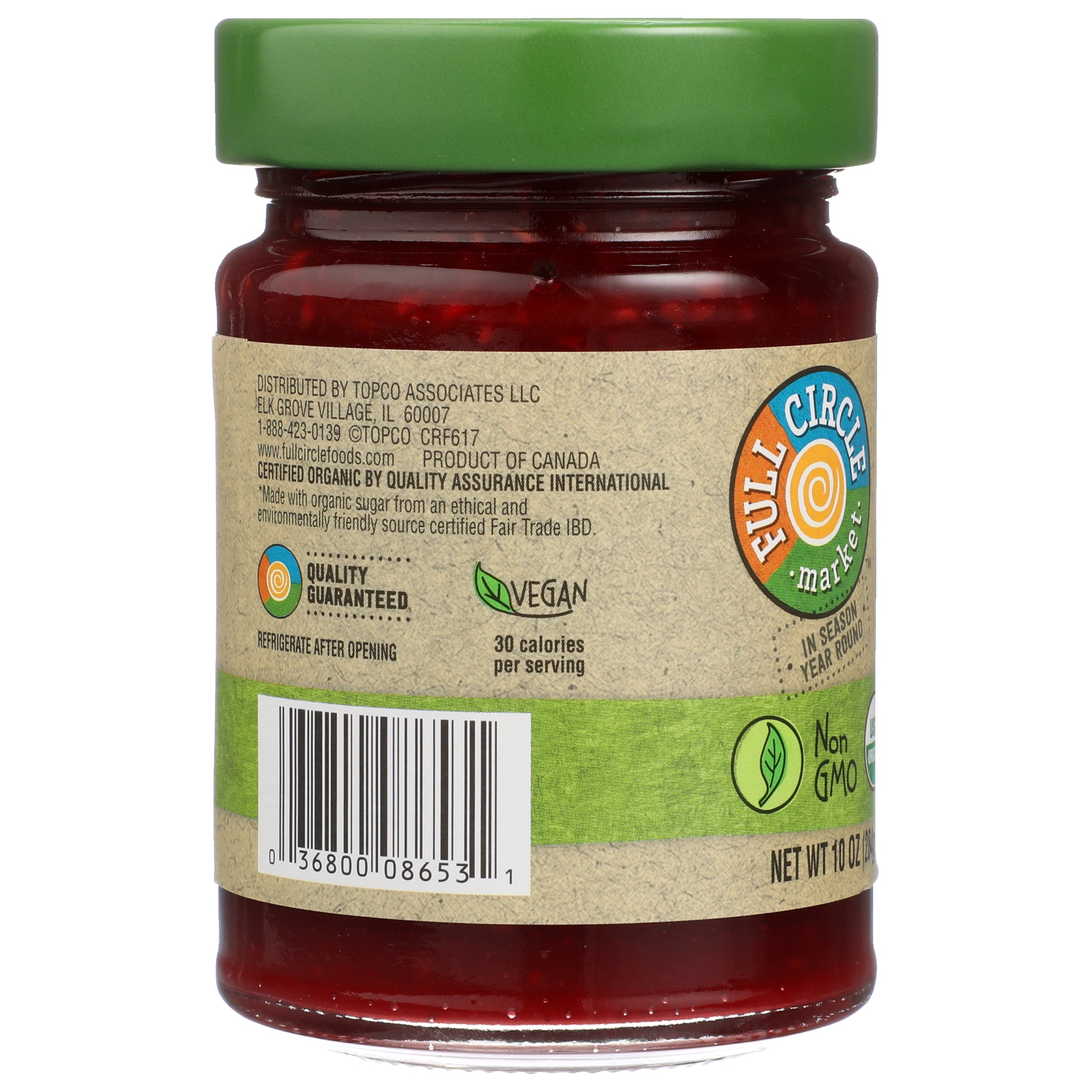 slide 5 of 6, Full Circle Market Organic Raspberry Fruit Spread, 10 oz