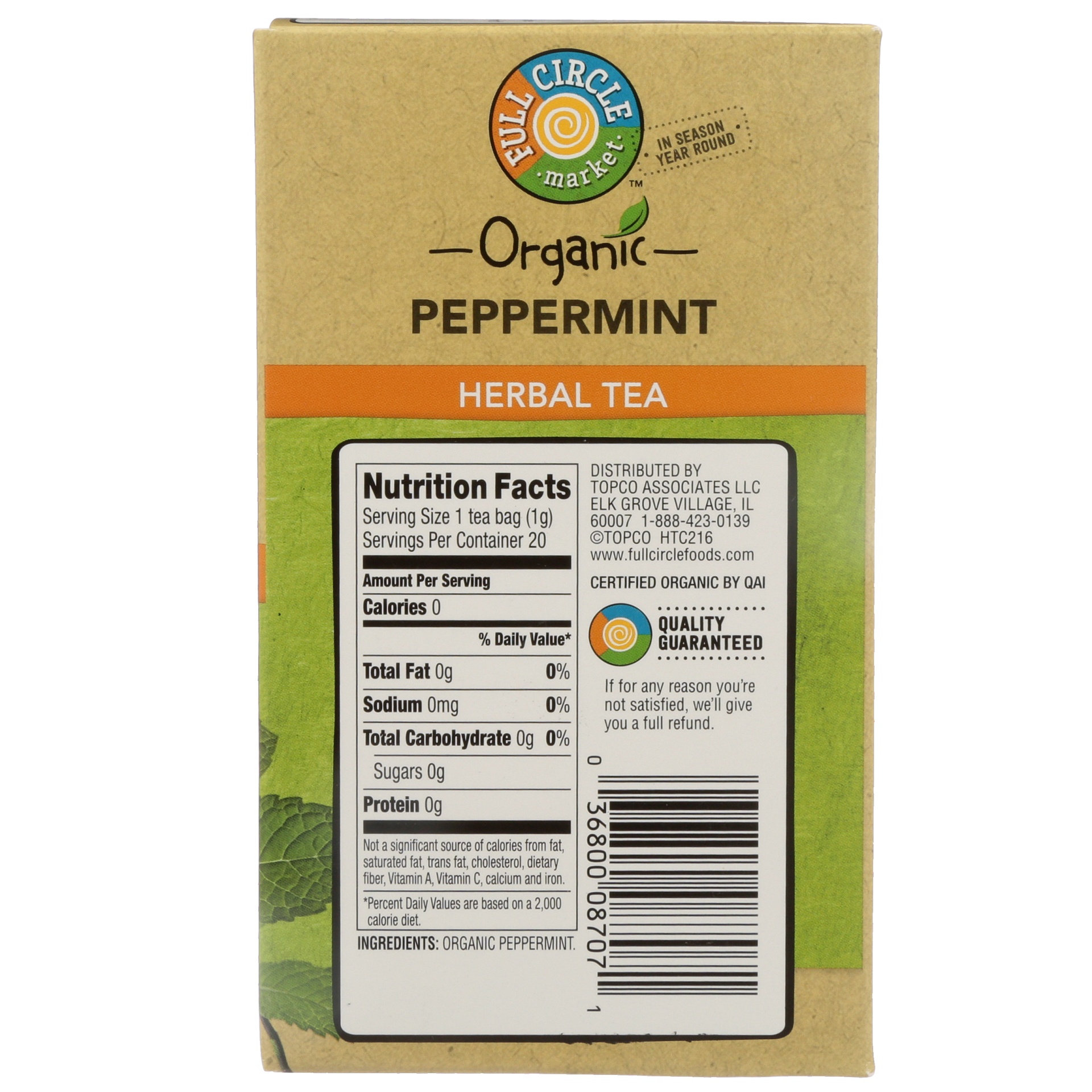 slide 4 of 6, Full Circle Market Caffeine Free Peppermint Herbal Tea - 0.71 oz, 20 ct