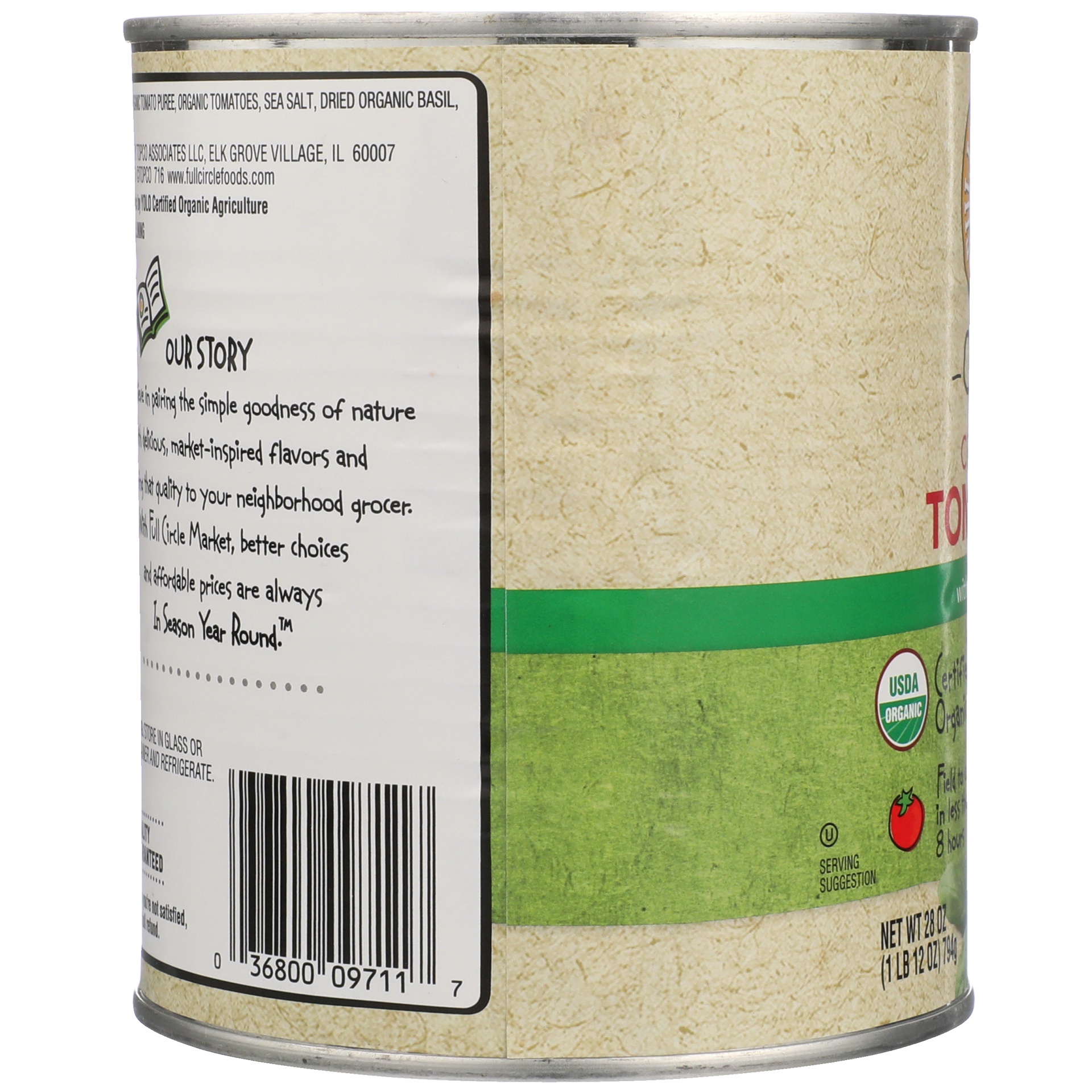 slide 4 of 6, Full Circle Market Organic Crushed with Basil Tomatoes in Tomato Puree 28 oz, 28 oz