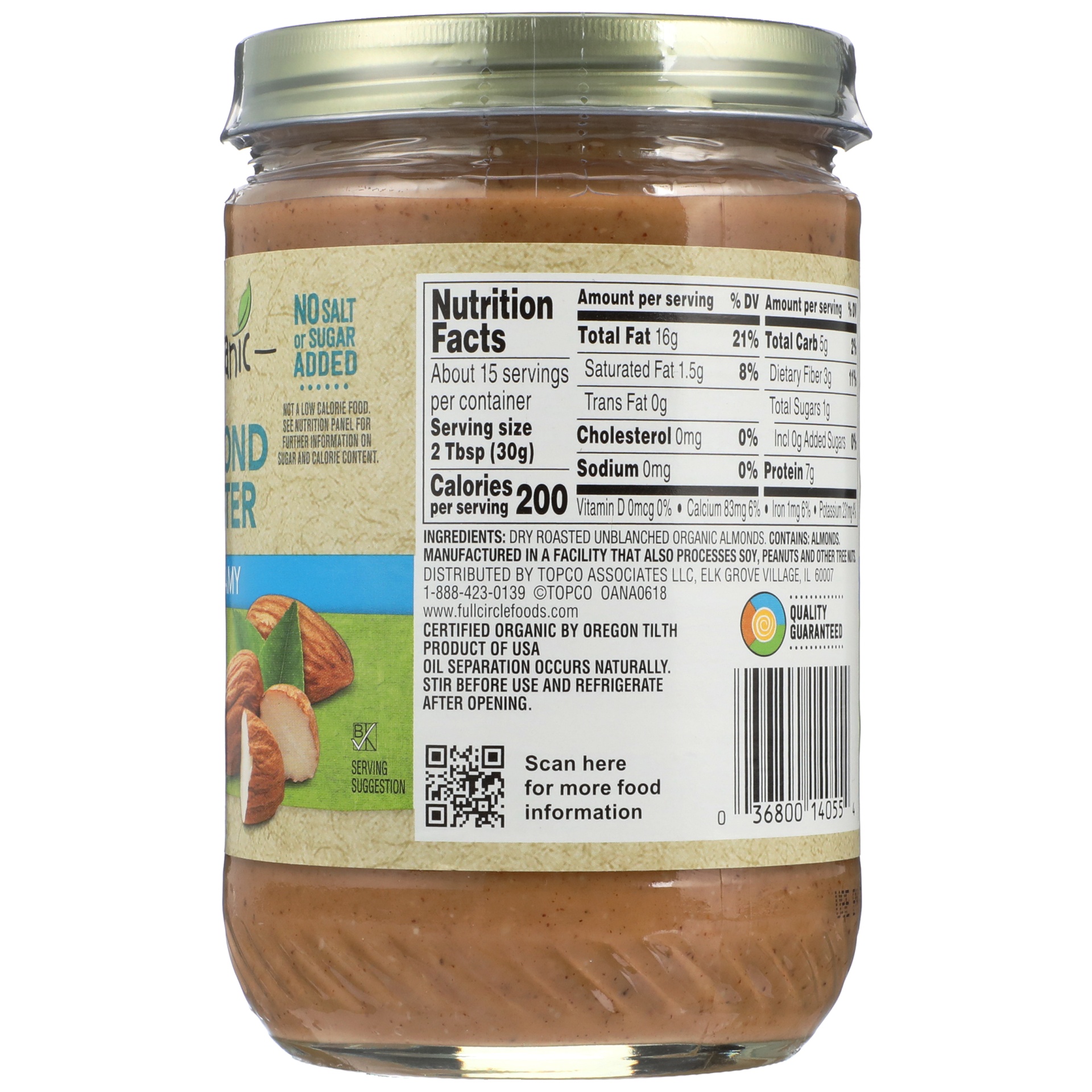 slide 2 of 6, Full Circle Market Organic Creamy Almond Butter 16 oz, 16 oz