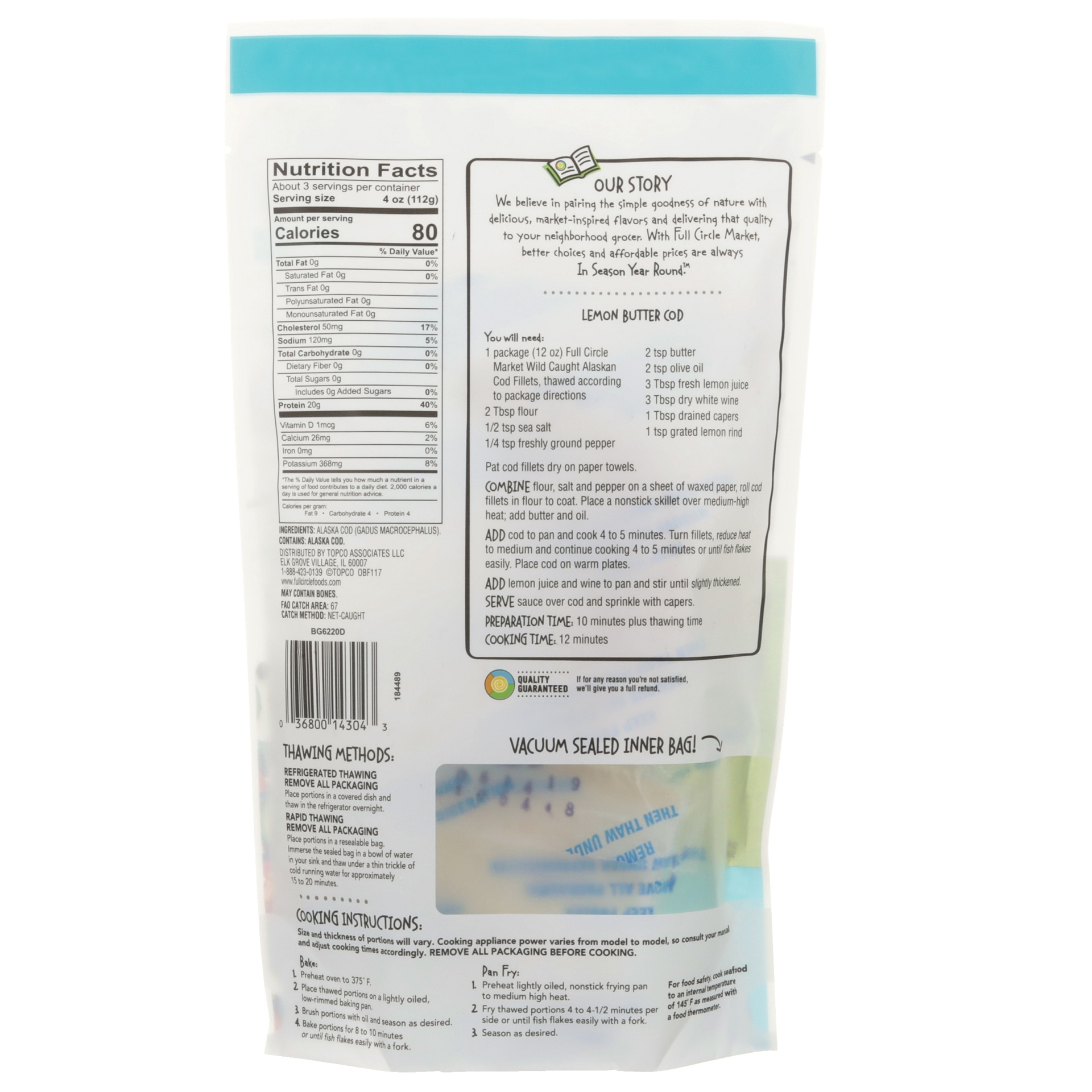 slide 3 of 6, Full Circle Market Alaskan Cod Fillets 12 oz, 12 oz