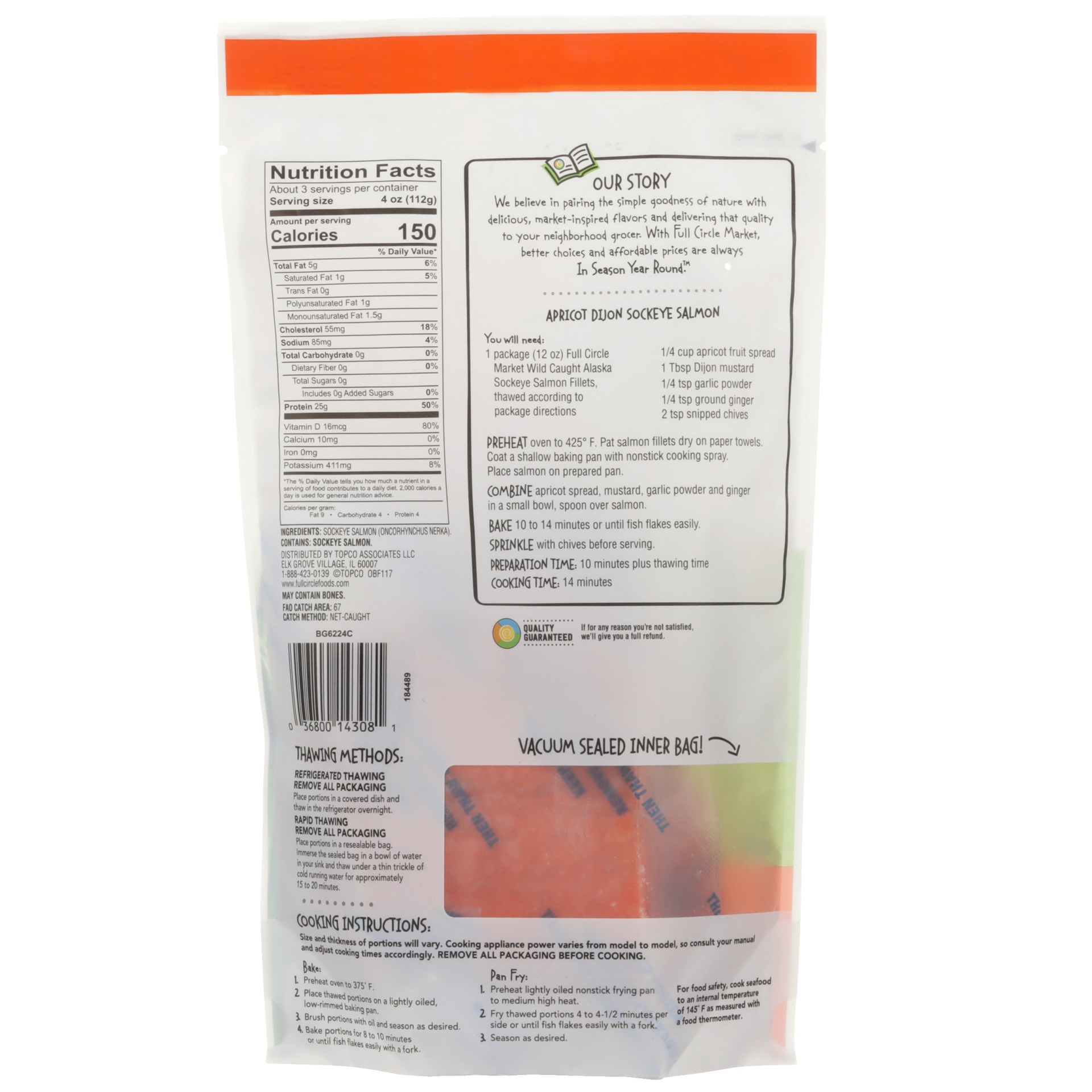 slide 6 of 6, Full Circle Market Wild Alaskan Sockeye Salmon Fillets, 12 oz