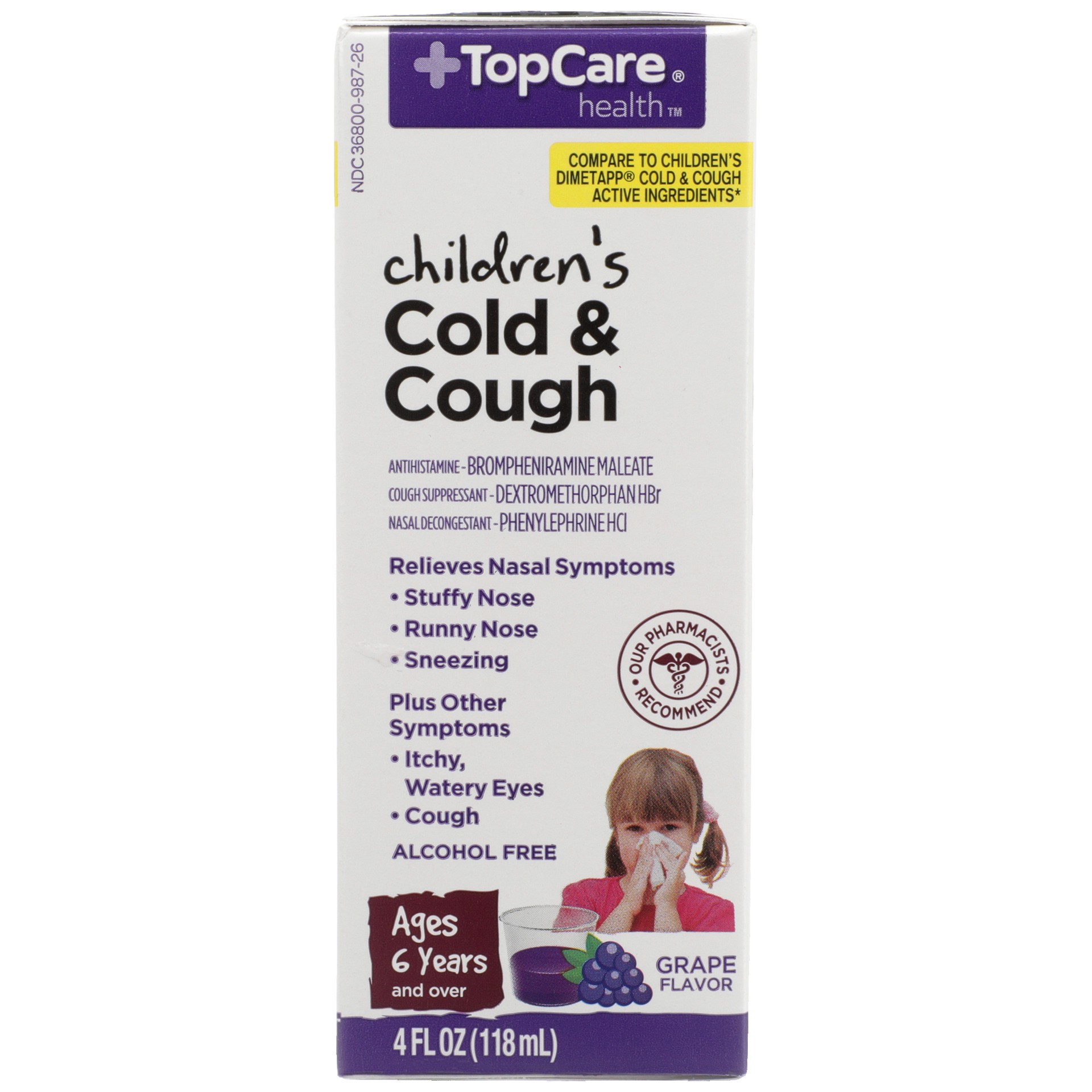 slide 4 of 6, TopCare Health Children's Grape Flavor Cold & Cough 4 fl oz, 4 fl oz