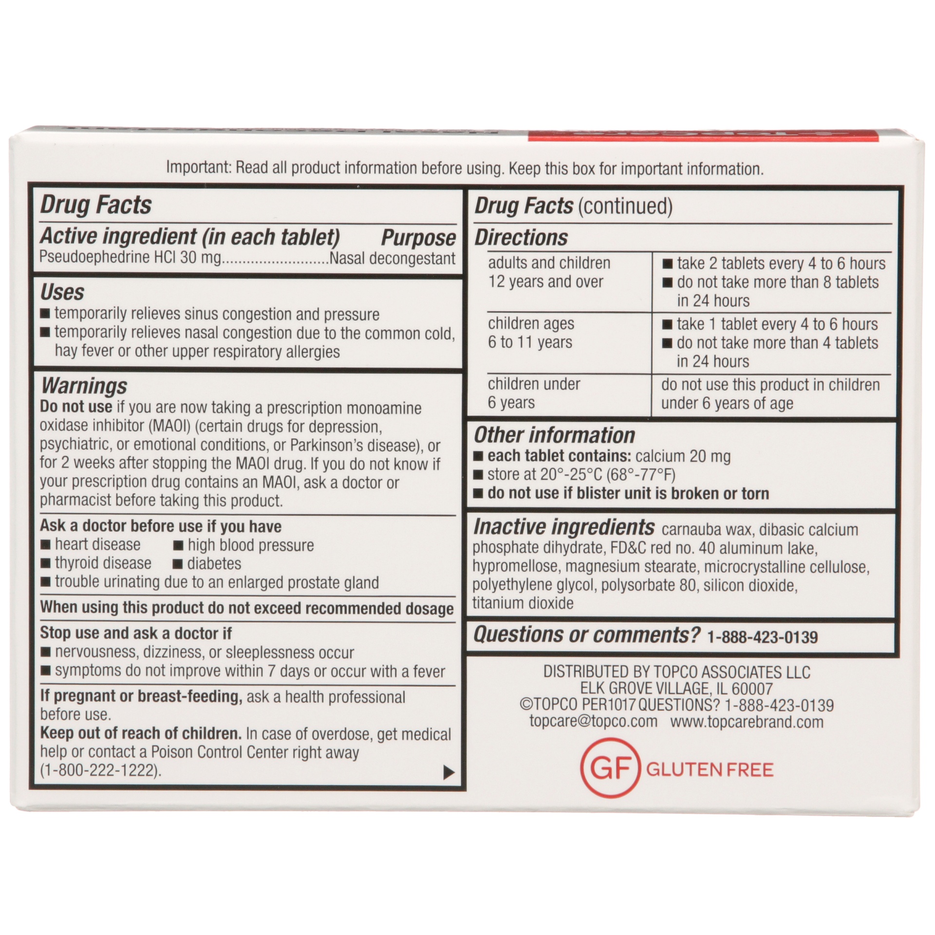 slide 3 of 6, TopCare Top Care Maximum Strength Non-Drowsy Tablets Nasal Decongestant, 