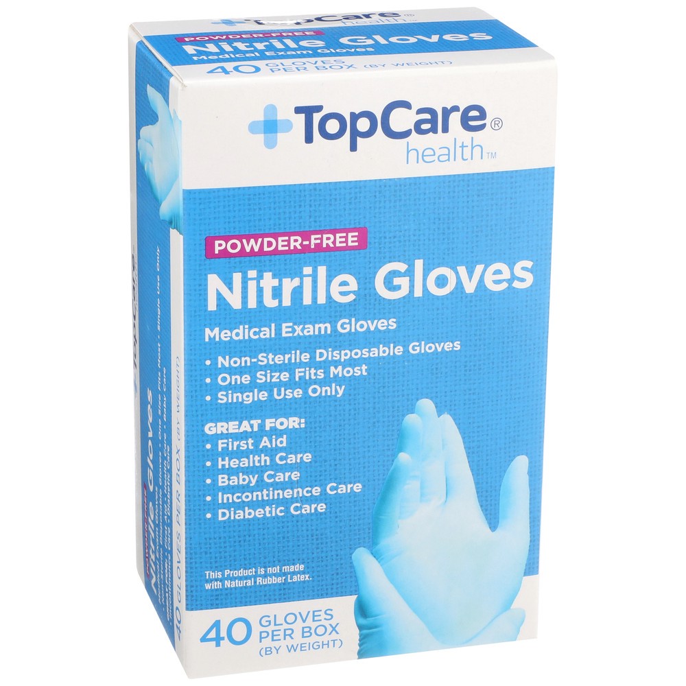 slide 1 of 1, TopCare Gloves Exam Nitrile, 40 ct