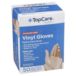 Topcare HEALTH Powder-Free Vinyl Medical Exam Gloves, One Size Fits Most