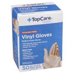 Topcare HEALTH Powder-Free Vinyl Medical Exam Gloves, One Size Fits Most